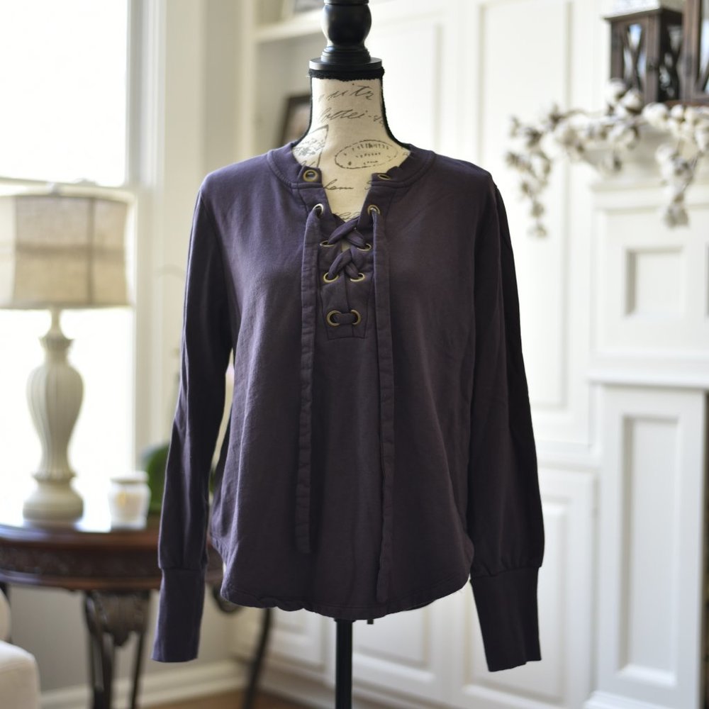 Young Fabulous & Broke purple lace up pullover swe